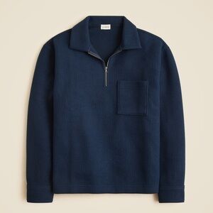 Classic Quarter-Zip Navy Blue Knit Pullover